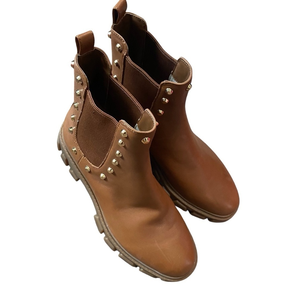 Michael Kors Brown Ridley Astor Stud Leather Chelsea Boot Size 6 - Picture 2 of 8